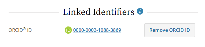 Orcid ID successful link status example