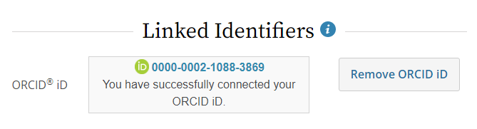 Orcid ID successful link status example 2